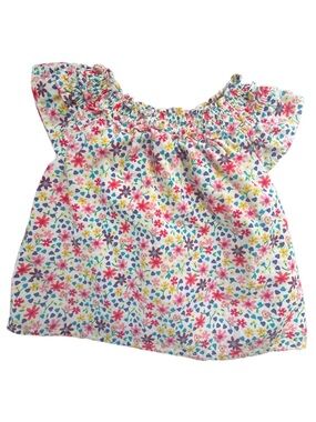 BABY GAP White Floral Smocked Off-Shoulder Top